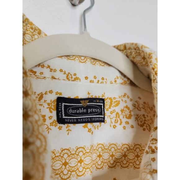 Vintage 70s Hippie Groovy Short Sleeve Button Shirt Flowers Rockabilly - Picture 5 of 6